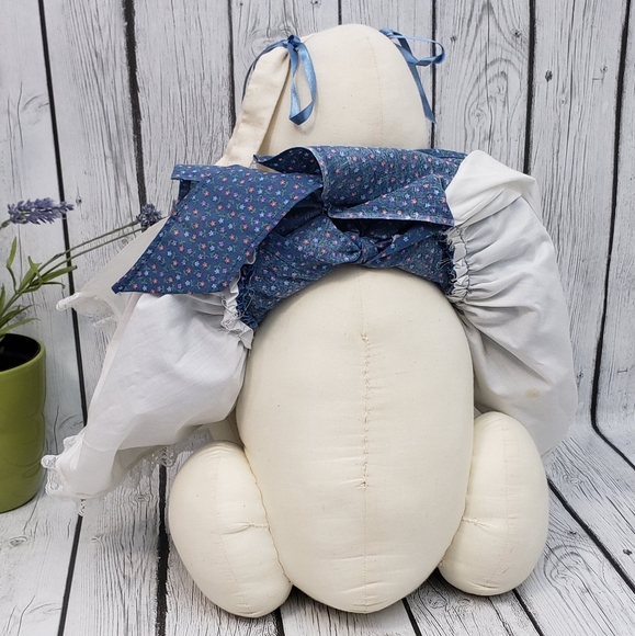 Large Sitting Vintage Handmade Plush Cloth Floppy Ears Bunny Girl Doll - Picture 6 of 14